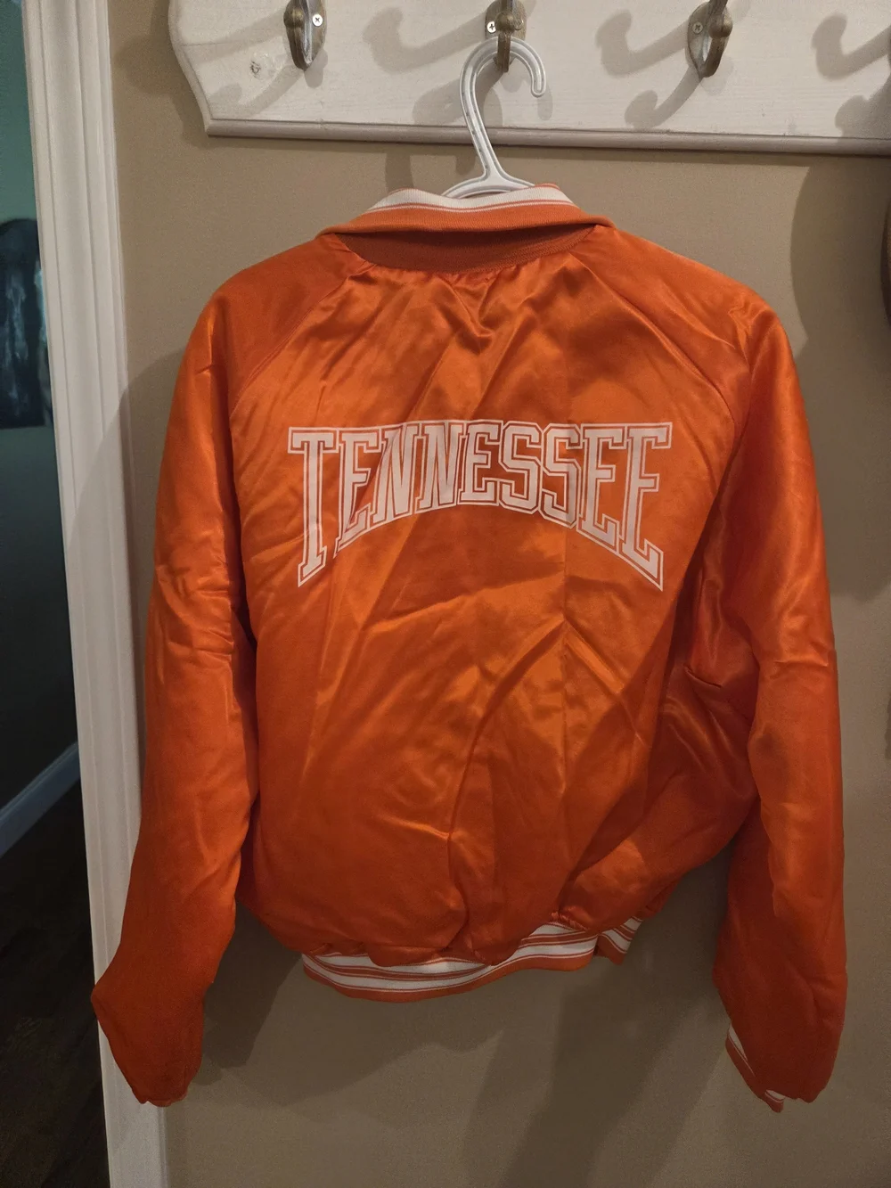 Orange Varsity Jacket with White Logo - VOLS Collegiate Style